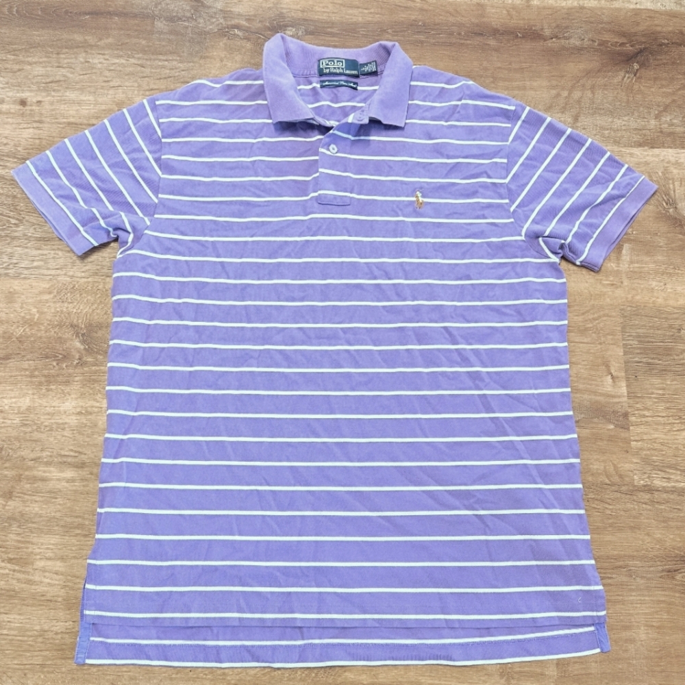 Polo by Ralph Lauren Large Purple Striped Men's Shirt 100% Pima Cotton